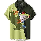 DADDYLOCO Men's Hawaiian Button Down Shirt, Funny Donkey Print, Short Sleeve Casual Beach Wear