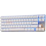 Qisan Wired Mechanical Gaming Keyboard Blue Backlit with Three DIP Switches Kailh Black Switch 68-Keys Mini Design (60%) -White Magicforce