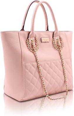 pink quilted tote bag