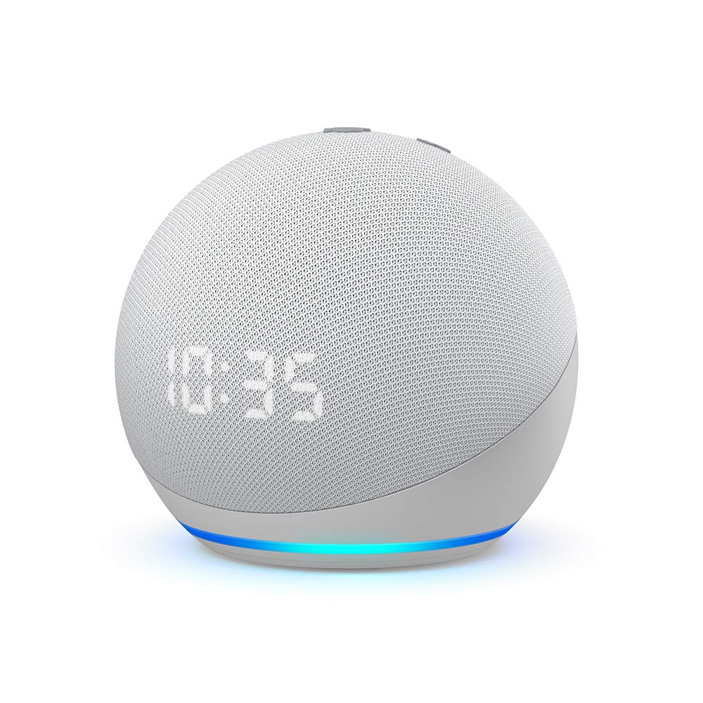 Echo Dot (4th generation) | Smart speaker with clock and Alexa | Glacier White
