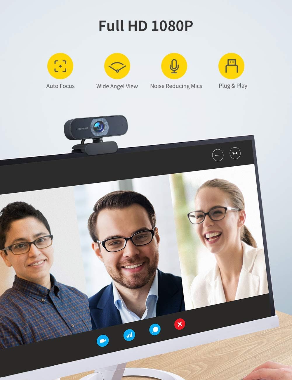 RALENO 1080P Webcam, Dual Built-in Microphones, Full HD Video Camera for Computers PC Laptop Desktop, USB Plug and Play, Conference Video Calling, Streaming: Electronics
