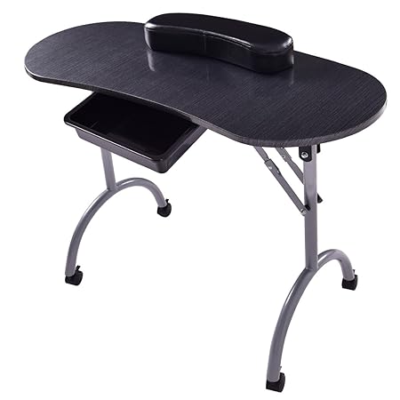 FDS Tragbare Maniküretisch Kosmetiktisch Nageltisch Schreibtisch Workstation mit Tasche und Handgelenkauflage (Braun)