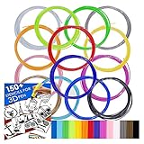 320ft Premium Quality Filaments for 3D Pen  - 1.75 ABS - 16 colors of which 2 Glow in Dark - 150 Bonus Stenicls (Downloadable PDF eBook) - Sample Fun Pack Filaments - 20 feet per color
