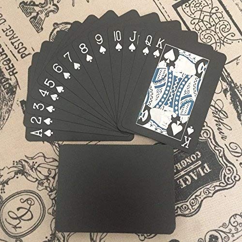 Carte da gioco in PVC impermeabile, carte da poker classiche o per trucchi e spettacoli di magia, per uso interno ed esterno, colore: completamente nero