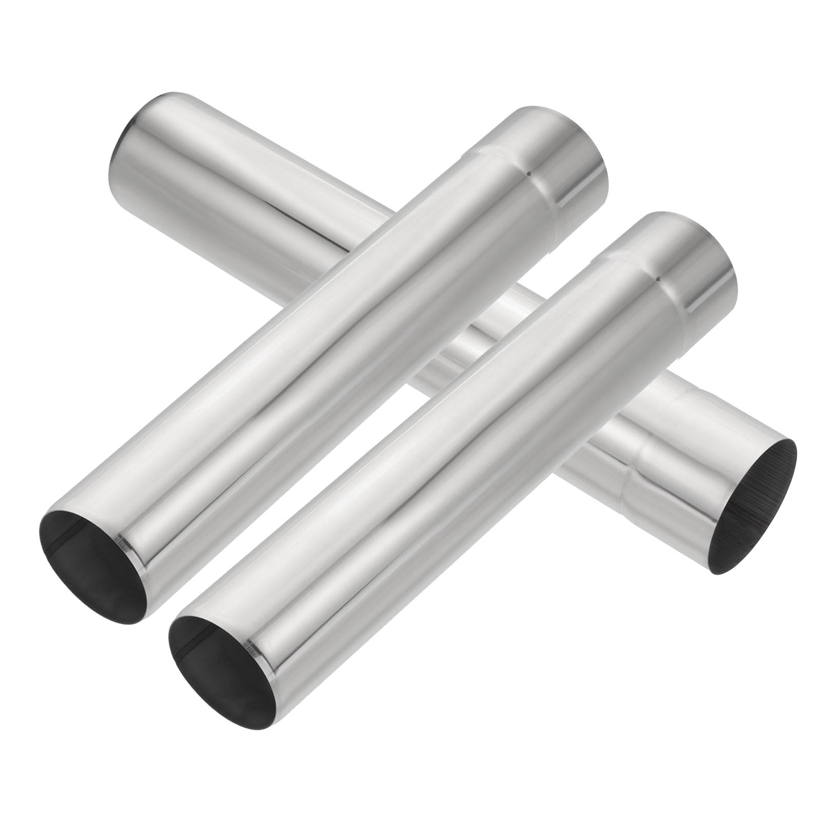 PATIKIL 2.36 Inch Stove Pipe, 3Pcs Stainless Steel Thickened Lengthen Straight Tent Stove Chimney Pipe Flue Extension Camping Stove Vent Smoke Exhaust, 12.6 Inch Length