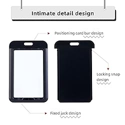 2 Pack Sliding ID Badge Holder Hard Plastic Work