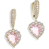 Sonateomber Rhinestone Heart dangle Gold Hoop Earrings for Women, Sparkly Crystal Cubic Zirconia Drop Huggie Earing Dangling Prom Fashion Jewelry Gift