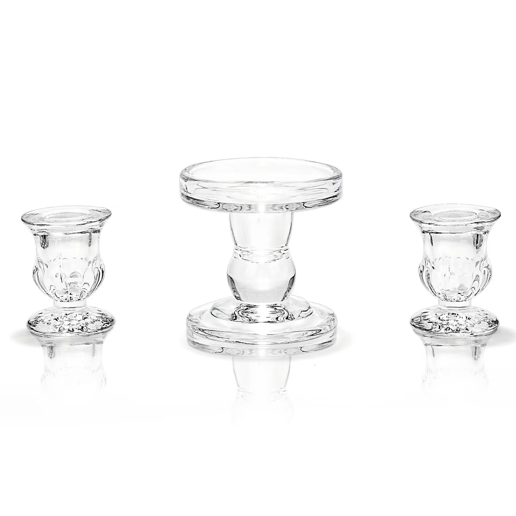 Photo 1 of Unity Candle Holder - Glass Candle Holders for Pillar Candles Taper Candles, Glass Candlestick Holders Set of 3, Decorative Clear Glass Candlestick Holder for Wedding Table Dinning Church Centerpiece