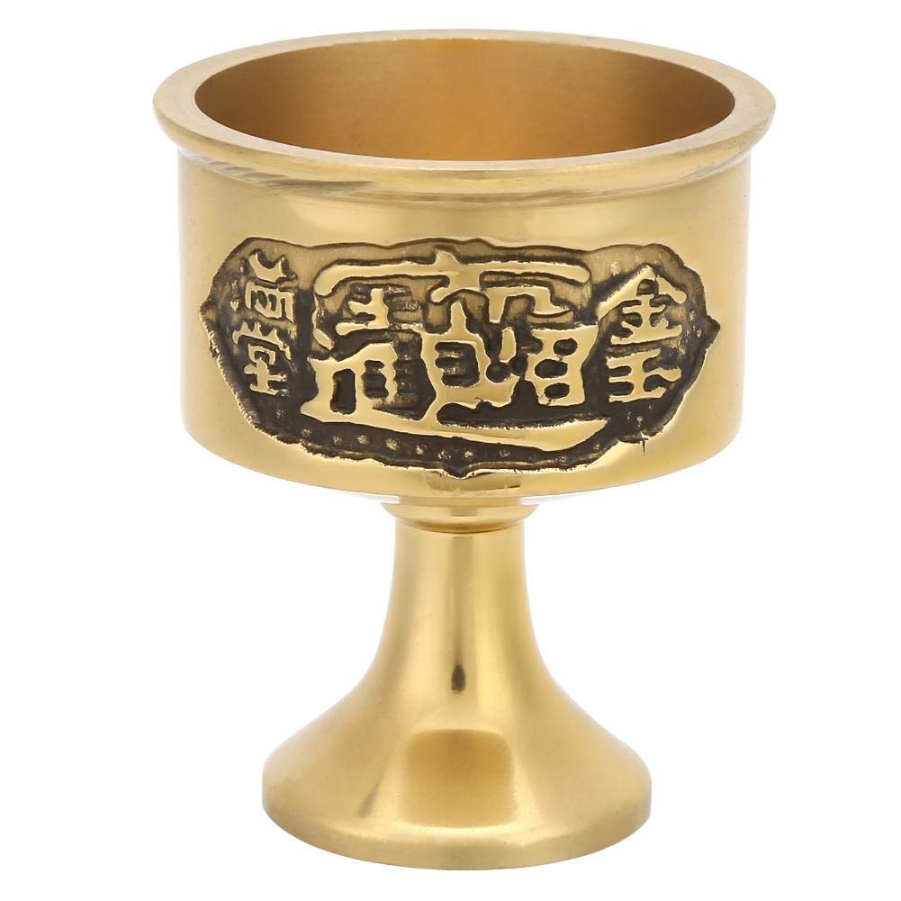 Pssopp Golden Buddhist Ritual Offering Cup Water Goblet Sculpture Medieval Gothic Decorative for Home and Temple Altar Religious Decoration
