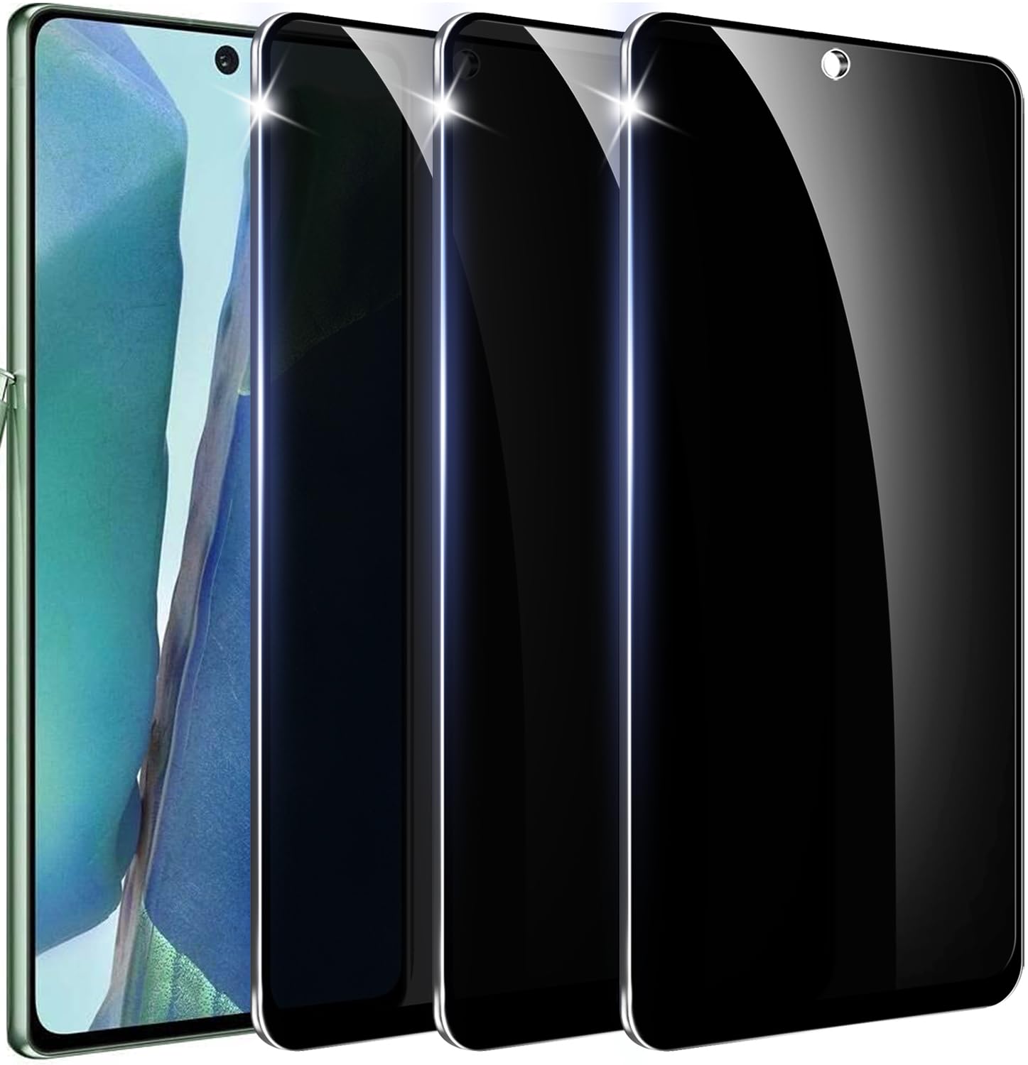 Amleute 【2+1 Packs】 Designed for Samsung Galaxy Note 20 Privacy Screen Protector【Support Fingerprint Unlock】 9H Tempered Glass,AntiSpy Film Compatible for Samsung Note20 5G