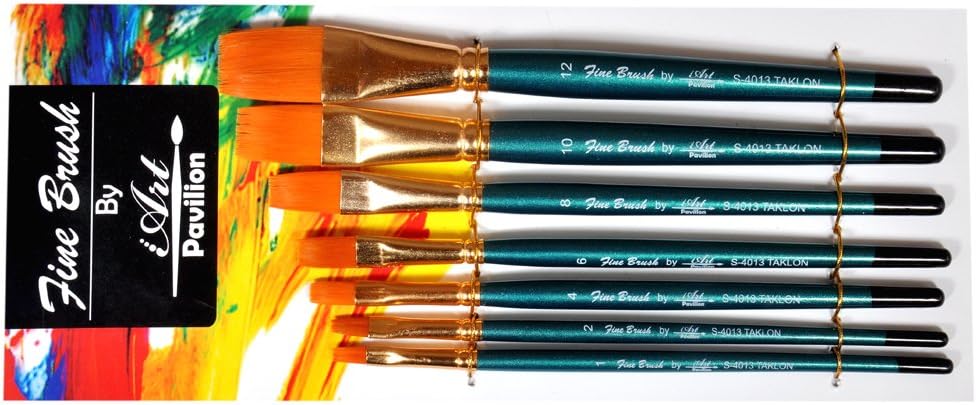 Art Pavilion Flat Fine Brush Set Of 7Pcs(1,2,4,6,8,10,12)