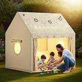 MUHMUH Children's Tent Playhouse with Star Lights Beige Indoor Outdoor Teepee view 6