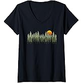 Women's Trees Wildlife Nature Vintage Forest V-Neck T-Shirt