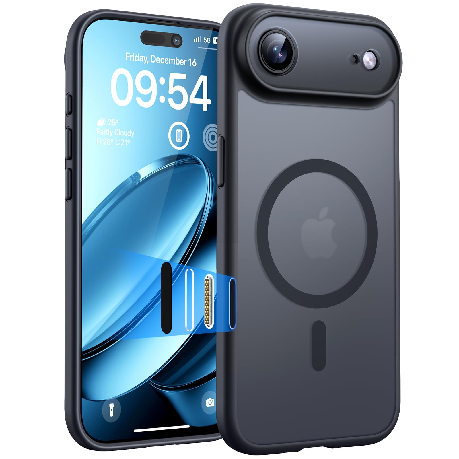 Photo 1 of TOCOL for iPhone Air Case with Camera Control Capture Button, Built-in Magnetic Ring, Translucent Matte Phone Case for iPhone Air 6.5 inch (Key Black)