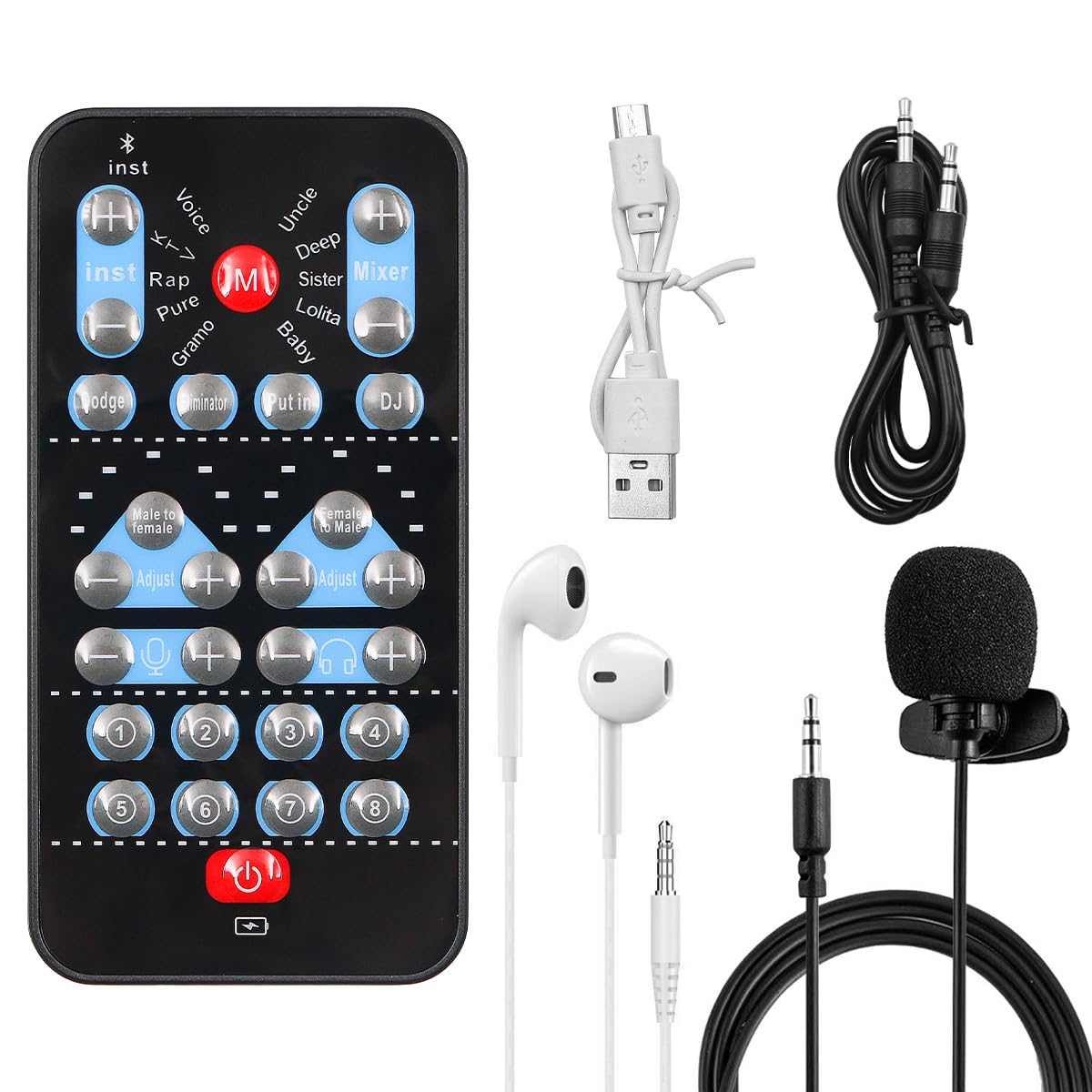 Namvo Live Sound Card Voice Changer Handheld Microphone Voice Changer Sound with 8 Fixed Sound Effects for Mobile Phone Computer