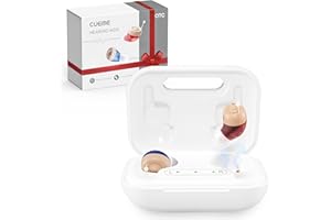 CUEME Rechargeable Hearing Aid - OTC Hearing Aids for Seniors, Clear Sound, Up to 48 Hours of Battery Life, 3 Sizes of Earbuds, Portable Charging Case Included, Automatic On/Off