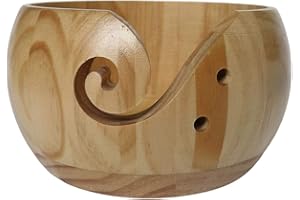 iayokocc Wooden Yarn Bowl with Holes Holder - Yarn Holder Knitting Bowls Handmade Knitting Bowl Wool Holder for Knitting and Crochet Accessories Storage (Natural Color)