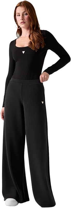 Donna Pantalone Palazzo Olympe Wide Leg Pants Regular Fit Nero