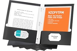 VZCPYTPM 50 Packs 2-Pocket Folder with Prongs,3 Metal Prong Folder Letter Size,Paper Pocket Folder,Black Two Pocket Folders for Classroom,Office and Home