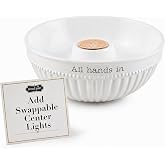 Mud Pie Serving Bowl and Chip Bowl With Optional Swappable Light Decoration | Chip and Dip Bowl For Entertaining