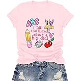 LuxLass Teacher Shirts for Women Back to School T-Shirt Teaching Life Tee Tops