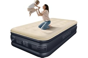 SENNOUL Twin Air Mattress with Built in Pump Raised,Upgraded Single Blow Up Bed,2 Mins Quick Self Inflatable/Deflation,18"/550lbs Max, Strong Support,No Leakage,No Odor,for Home,Guests,Camping,Travel