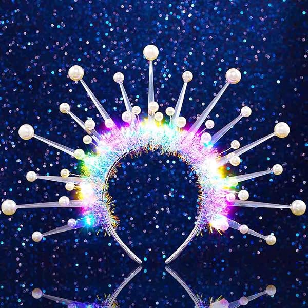 Amazon.com: JEAIRTS Light Up Beaded Crown Headband Silver 