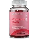 Amazon Elements - Adult Women’s Organic Multivitamins, 90 Gummies (30 servings), Vegetarian, Gluten Free (Previously Revly)