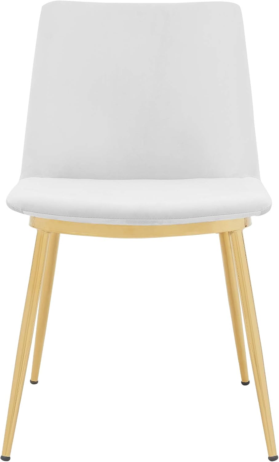 Armen Living Messina Modern Velvet and Gold Metal Leg Dining Room Chairs - Set of 2, White Grey - Chairs