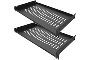 Jingchengmei 2 Pack of 1U Disassembled Vented Cantilever Server Rack Mount Shelf 10" (254mm) Deep for 19" Network Cabinet or Equipment Rack (10V2PC)