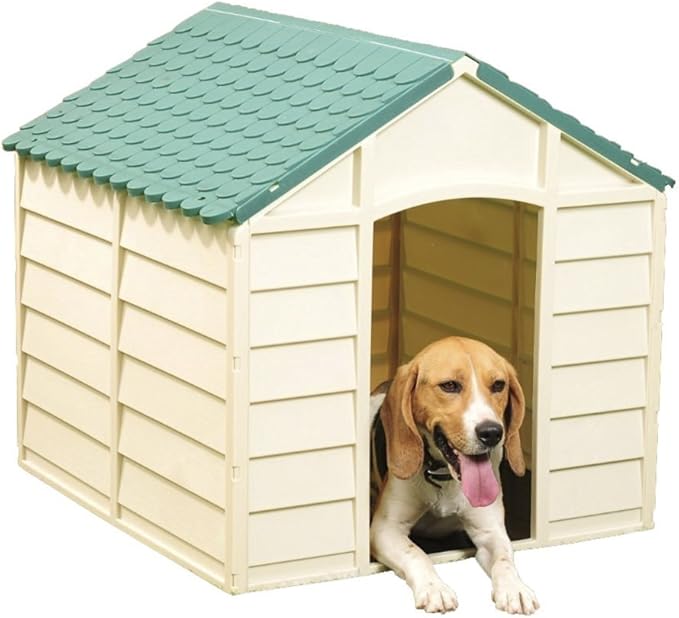 Plastic Dog Kennel Pet Shelter Plastic Durable Outdoor Color Beige