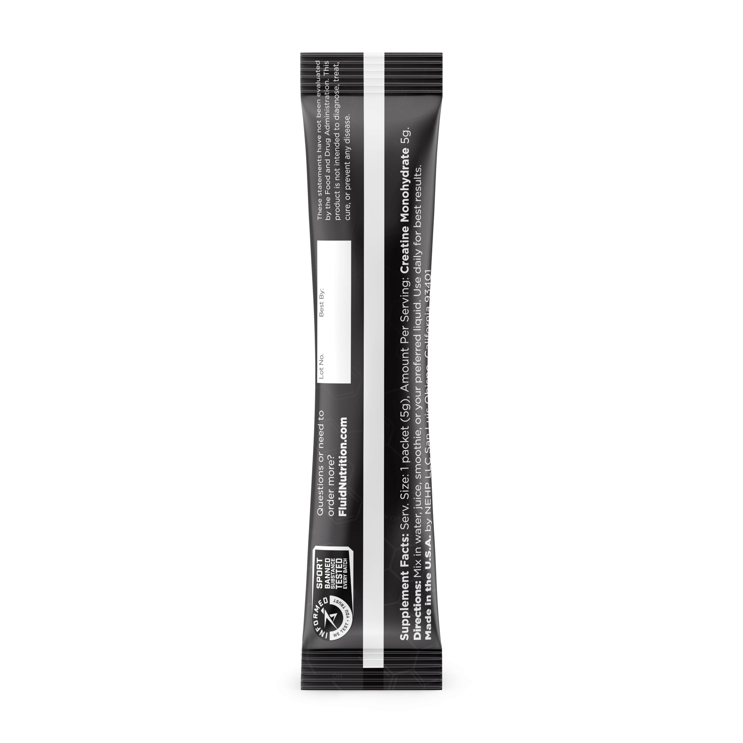 Fluid - Ultra-Fine Micronized 100% Creatine Monohydrate, Informed Sport Certified, Safe for Athletes, 5g Serving (30 Single Servings)