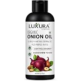 Luxura Sciences Organic Onion Oil | Controls Hair Loss, Dandruff, &amp; Helps with Growth | Infused with 14 Essential Oils for Strong Roots | Sulfate-Free Hair Care | 3.38 Fl Oz/100ml