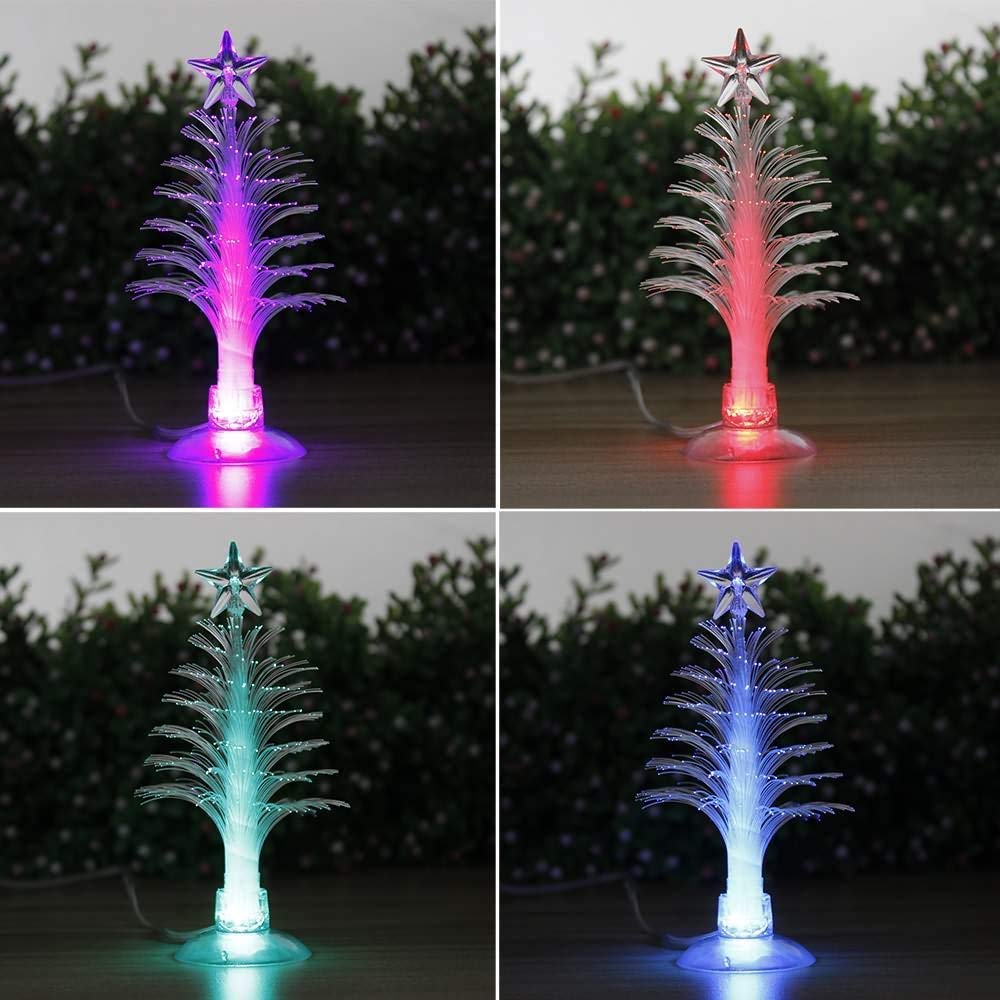Oostifun USB Christmas Tree Light Colourful Power Table Christmas Night Light LED Christmas Xmas Holiday Decoration Glowing Desk Lights with Suction Cup