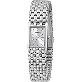 BERNY Silver Watches for Women Vintage Ladies Wrist Watch Dainty Rectangle Shape Japanese Quartz Movement 3ATM Waterproof All Stainless Steel Fashion Female Bracelet Birthday Gifts