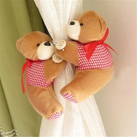 Ruichy 1 Pair Teddy Bear Curtain Tie Backs Holder Buckle Hook Home