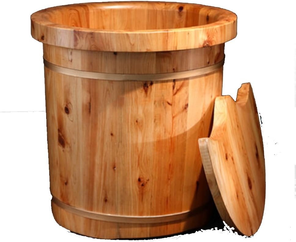 NAN Baishan health foot bath barrel Sanli foot bath barrel Cedar foot bath barrel with cover acupressure foot bath barrel thickened foot sauna 40 * 40CM