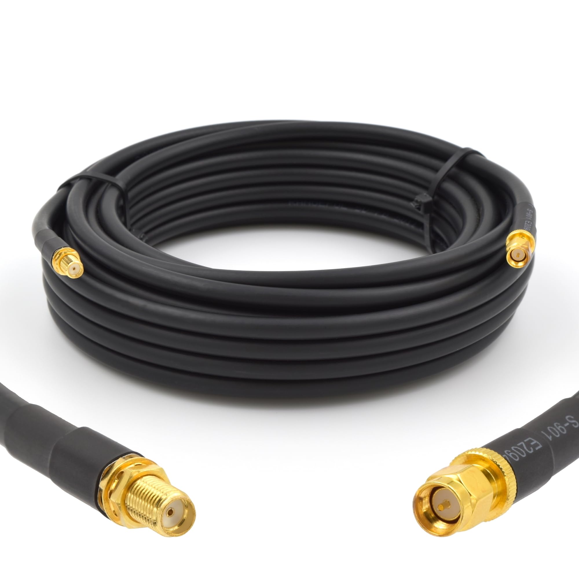 RANGEFUL 2m 6.6ft Ultra Low Loss Coax Cable 5D-FB Ø7.5mm Extension Lead Black SMA Male to SMA Female Coaxial 50ohm for 4G 5G Router Aerial WIFI GPS Antenna