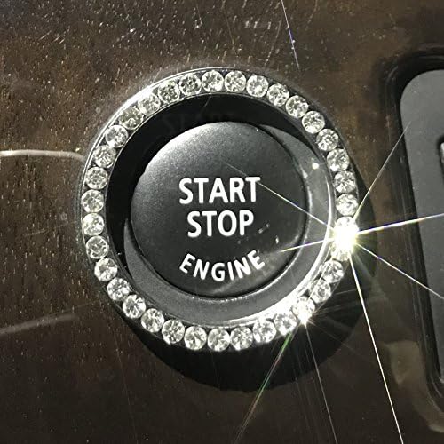 Bling Ring Emblem Sticker | Handmade Rhinestone Bling Car Accessory for Engine Ignition Button &amp; Knobs