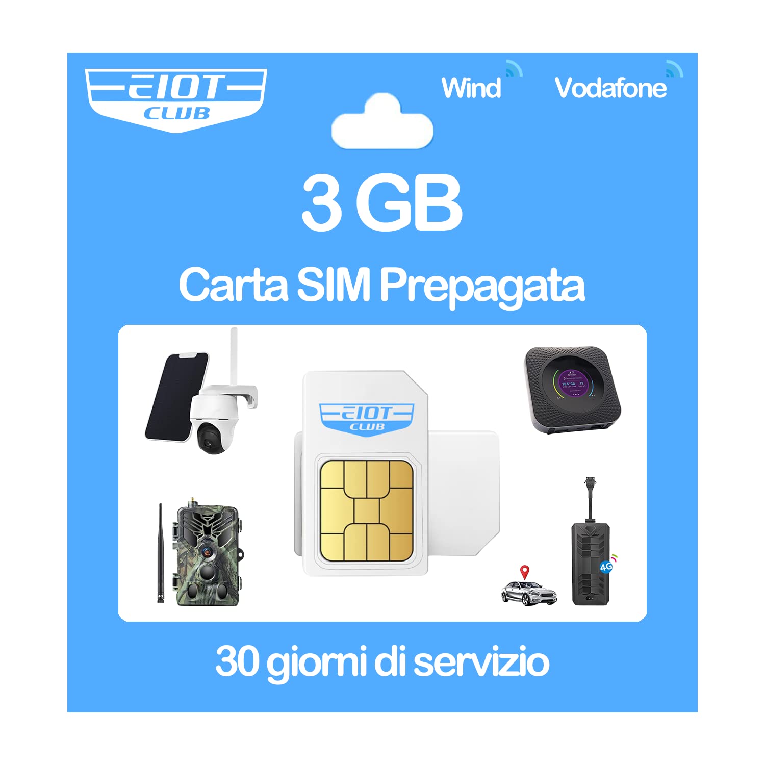 EIOTCLUB Data Only SIM Card 3GB Pay As You Go, SIM Card No Contract, Compatible with O2, Vodafone, 3, Manx Networks for 4G LTE Security Camera/Wildlife Camera/router/mobile wifi