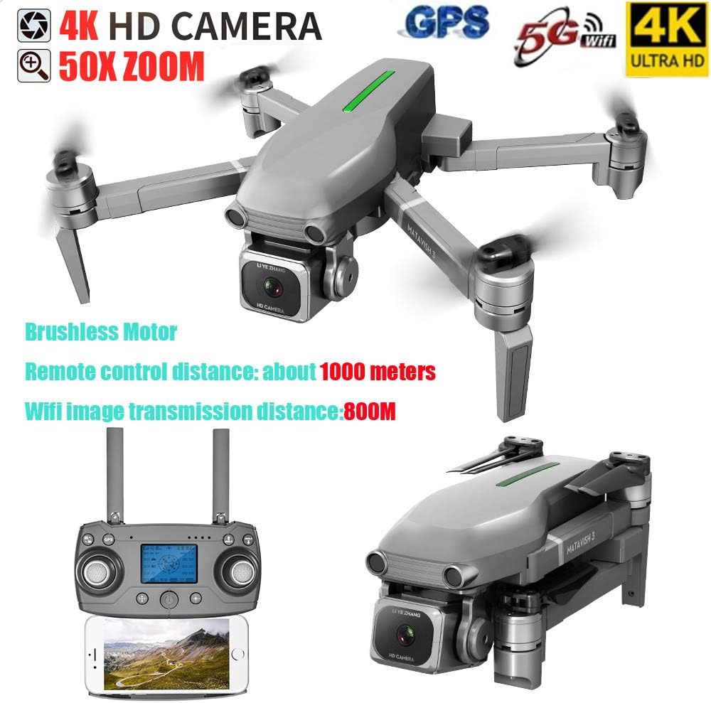 Ynbb 2019 New Fashion L109 2.4Ghz 4CH 6-Axis GPS WiFi FPV 4K 120 ° Adjustable HD Camera Brushless Selfie Foldable Optical Flow Remote Control RC Drone Quadcopter