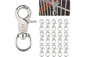 HOSUKKO 30PCS Trigger Snap Hooks,360 Degree Heavy Duty Snaps Swivel Lobster Clasps,Stainless Steel Swivel Claw Clips for Pet Cages,Dog Leash,Camera Straps,Snap Hook Purse