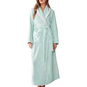 Gihuo Women's Long Fleece Bathrobe Fluffy Fuzzy Bath Robe Warm Loungewear