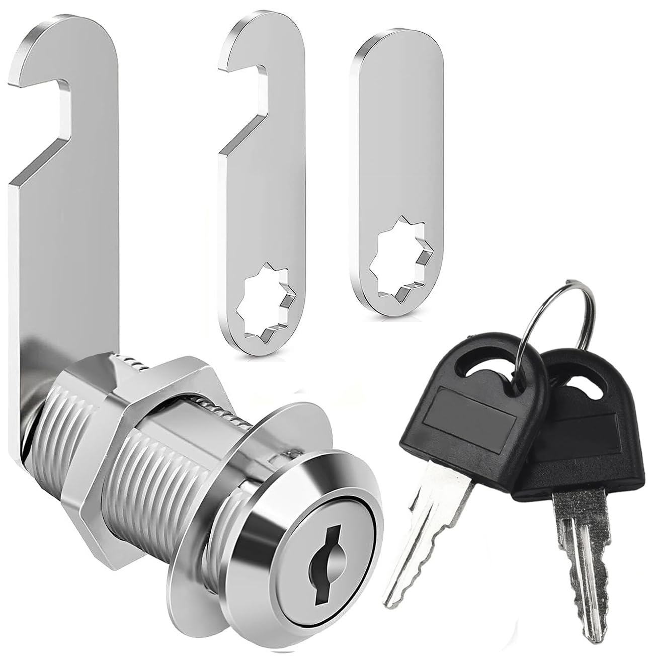 Litensh Security Cam with Different Keys, Mailbox Lock Letter Post Box Locks, Cabinet Drawer Cam Cupboard Toolbox Door Furniture Locker Lock Come with 2 Different Plates,35MM