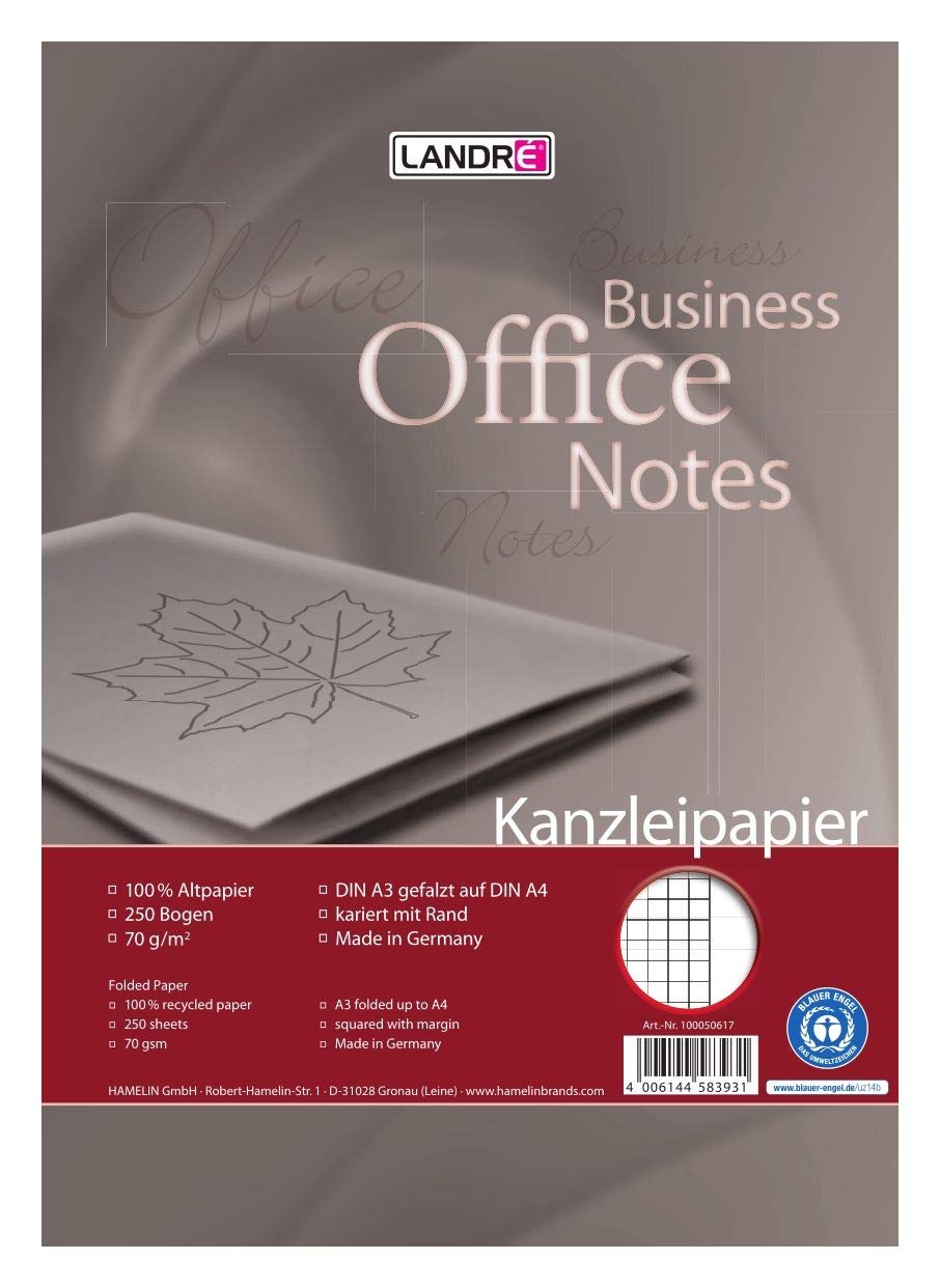 Landré Law Firm Paper Recycled A3 Folded to A4 Squared 70gsm 250 Law Firm Sheets