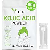 iFEiER Pure Kojic Acid Powder 60g(2.12oz) for Skincare Products and Homemade Cosmetics. Natural and Organic Kojic Acid Powder for DIY lotions | serums | soaps. Soluble in water only; insoluble in oil.