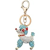 JewelBeauty Cute Animal Poodle Dog Sparkling Blingbling Diamond Crystal Rhinestone Keychain Keyring Key Chain Purse Handbag Bag Car Pendant Hanging Charm (blue&silver II)