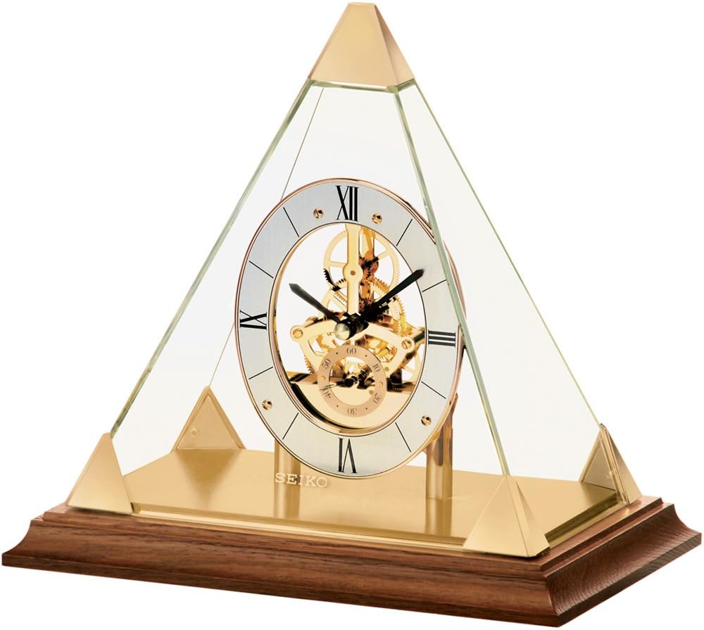 Seiko Mantel Clock GoldTone and Acrylic Case Dark Brown