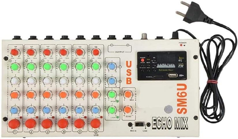 Himack® SM6-6 channel USB and Bluetooth audio mixer with TRS/Jack Inputs (White)