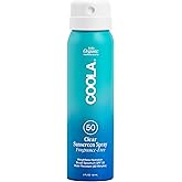 COOLA Organic Sunscreen SPF 50 Sunblock Spray, Dermatologist Tested Skin Care for Daily Protection, Vegan and Gluten Free, Fragrance Free